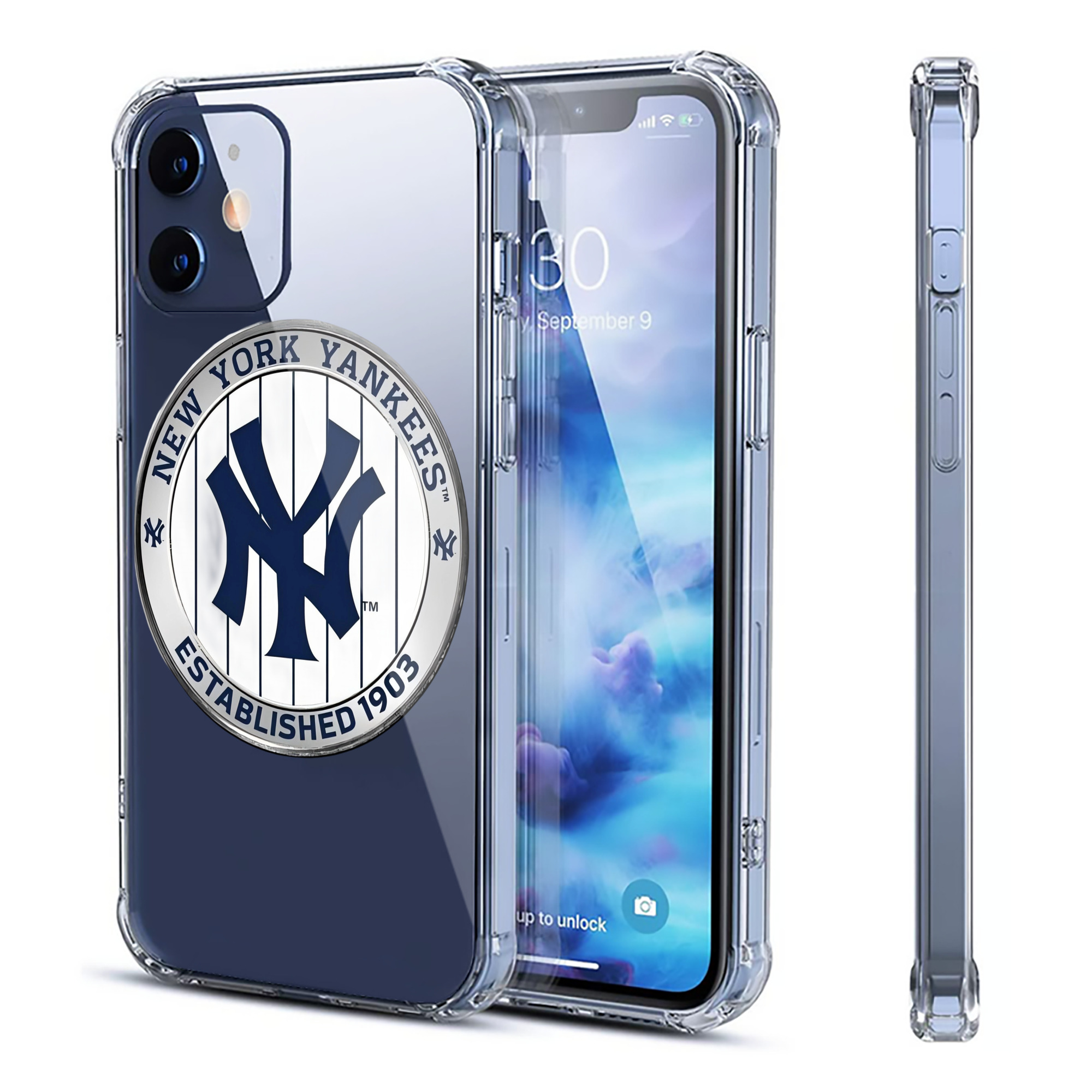 New York Yankees Established 1903 Clear IPhone 12 Case – Soft TPU With UV Print – Enhanced Drop Protection, Precise Fit, Anti-Fingerprint, Customizable Design, Scratch-Resistant, Yellow-Resistant